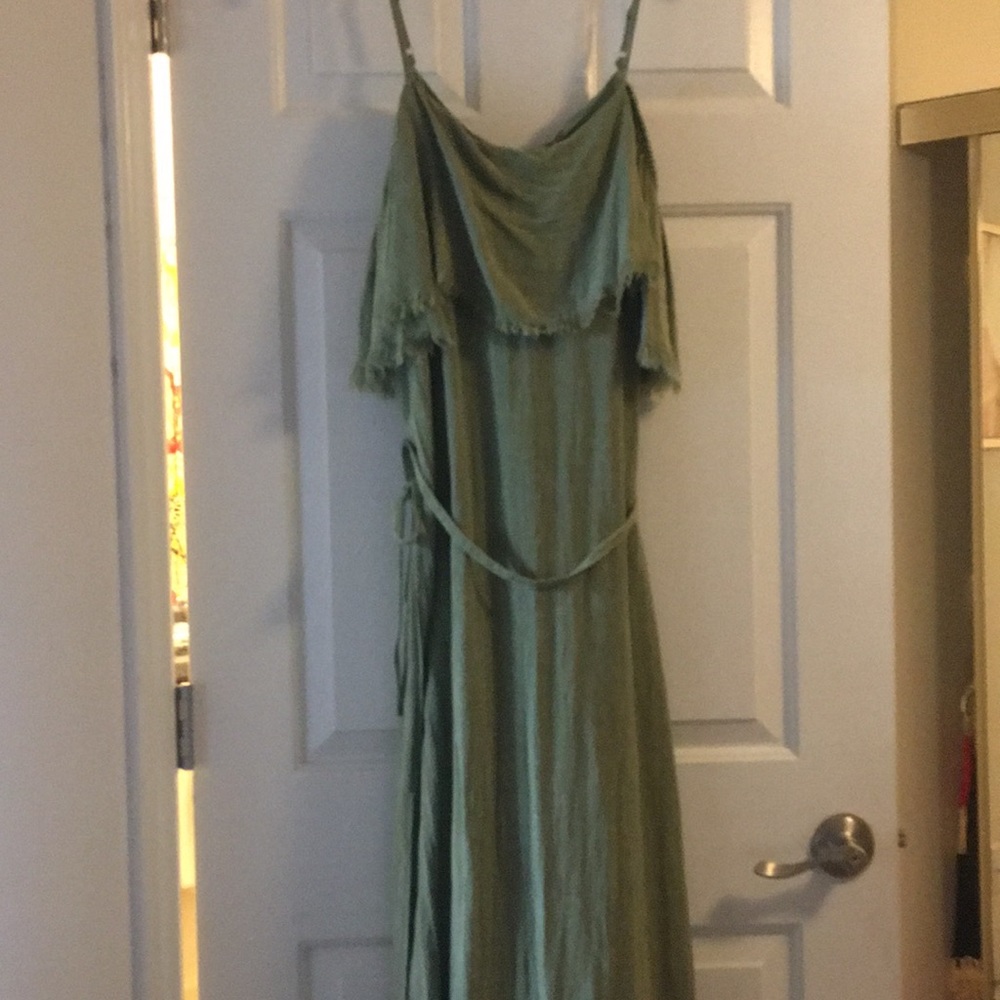 Olive Green Cold Shoulder Maxi Dress